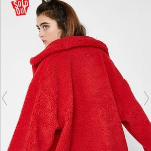 I AM GIA red pixie teddy coat size M